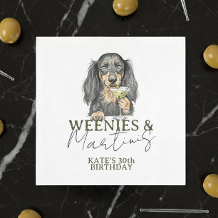 Serviette En Papier Weenies tirés à la main et Martinis Dachshund