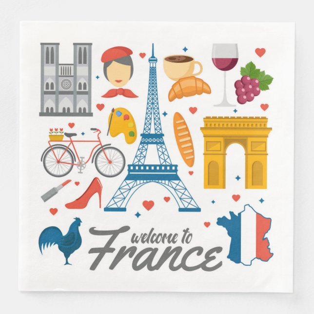 Serviette En Papier Welcome to France (Devant)