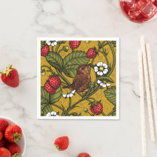 Serviette En Papier Wens et fraises sur mustrard