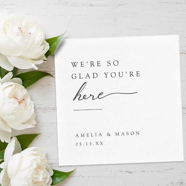 Serviette En Papier We're So Glad You're Here Minimal Paper Wedding  (We're So Glad You're Here Minimal Paper Wedding Napkins)