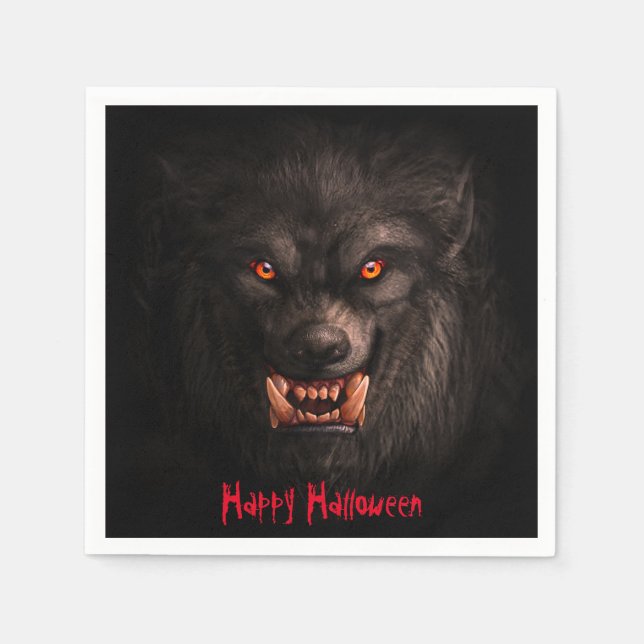 Serviette En Papier Werewolf (Lycanthropie) Papier d'Halloween Napkin (Devant)
