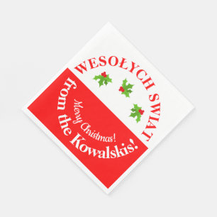 Serviette En Papier Wesolych Swiat Christmas Party Pologne Drapeau et 