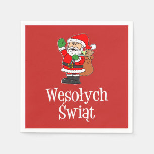 Serviette En Papier Wesolych Swiat polonais Joyeux Noël Père Noël
