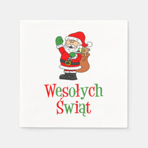 Serviette En Papier Wesolych Swiat polonais Joyeux Noël Santa Napkin