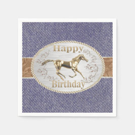 Serviette En Papier Western Belt et Buckle sur Denim Joyeux anniversai