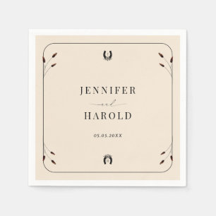 Serviette En Papier Western Boho Horseshoe Monogram Rustic Mariage