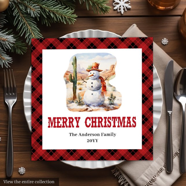 Serviette En Papier Western Christmas napkins red black tartan design (Western Christmas napkins red black tartan design

)