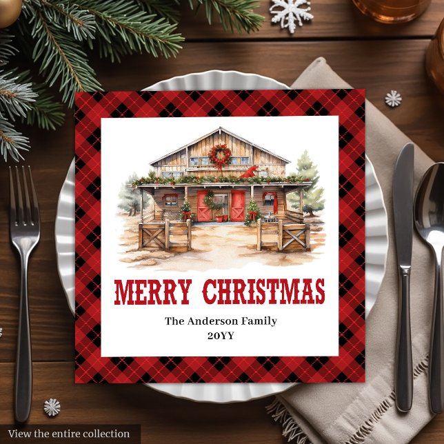 Serviette En Papier Western Country Red Black Plaid Paper Napkins (Western Country Red Black Plaid Paper Napkins)