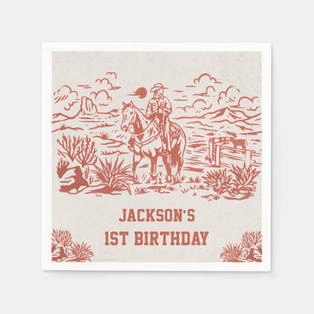 Serviette En Papier Western Cowboy Anniversaire de fête Napkins (Devant)