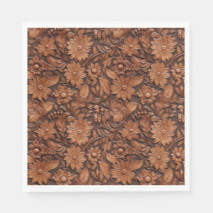 Serviette En Papier Western Cowgirl Brown Floral