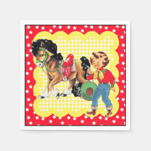 Serviette En Papier Western Cowgirl Kid Avec Horse Party