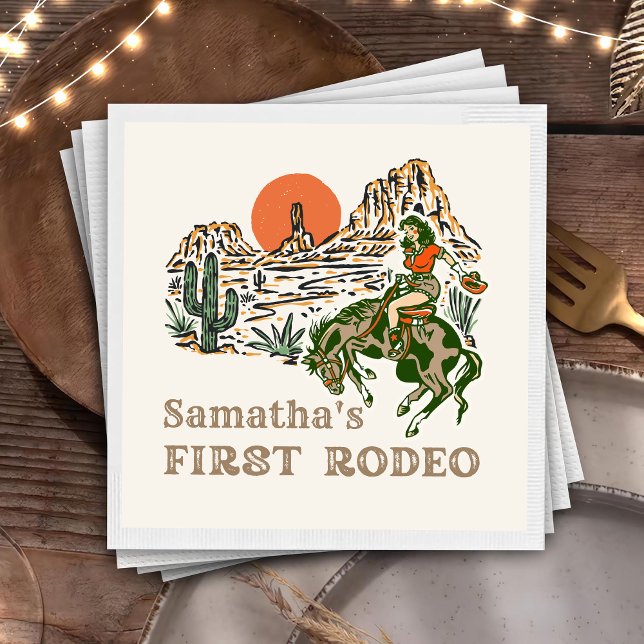 Serviette En Papier Western Cowgirl Rodeo 1er Anniversaire Napkins (Créateur téléchargé)