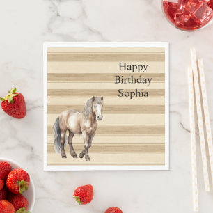 Serviette En Papier Western Farm Crem Stripes Horse Anniversaire
