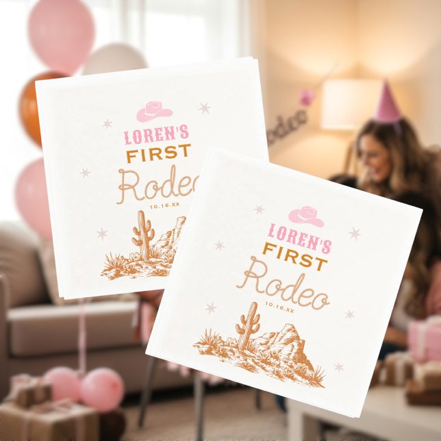 Serviette En Papier Western First Rodeo Cowgirl 1st Birthday (Créateur téléchargé)