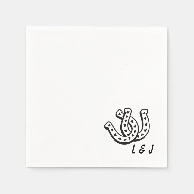 Serviette En Papier Western Mariage Custom Initials Country Cocktail (Devant)