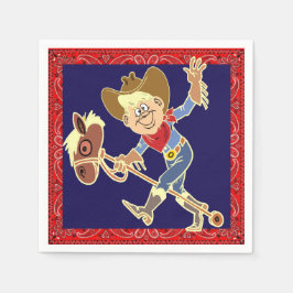 Serviette En Papier Western Party Cowboy Kid On Stick Horse