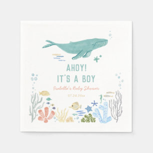 Serviette En Papier Whale Ahoy C'est un Baby shower garçon