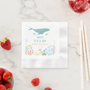 Serviette En Papier Whale Ahoy C'est un Baby shower garçon