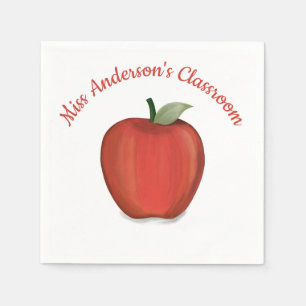 Serviette En Papier Whimsacher Enseignant Rouge Pomme Cute personnalis