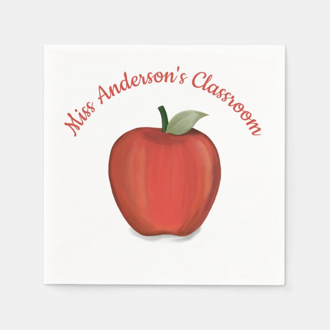 Serviette En Papier Whimsacher Enseignant Rouge Pomme Cute personnalis (Devant)