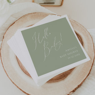 Serviette En Papier Whimsage Vert Hello Baby shower serviettes