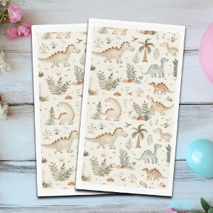 Serviette En Papier Whimsical Boho Jungle Dinosaur Motif