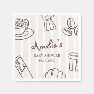 Serviette En Papier Whimsical Cafe Bebe Stripe Baby Shower