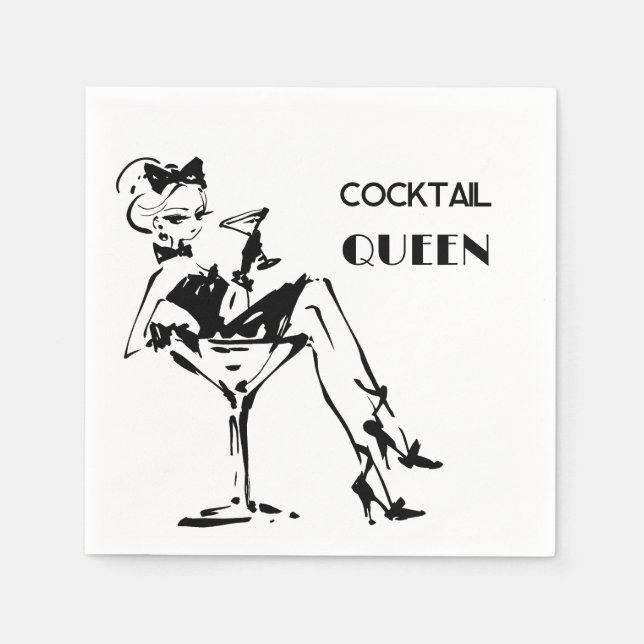 Serviette En Papier Whimsical Cocktail Queen - Glam Party Vibe (Devant)