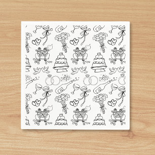 Serviette En Papier Whimsical Cute Chic Fête des mariées Engagement