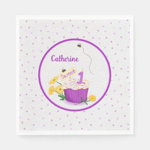 Serviette En Papier Whimsical Daisy Cupcake 1er anniversaire