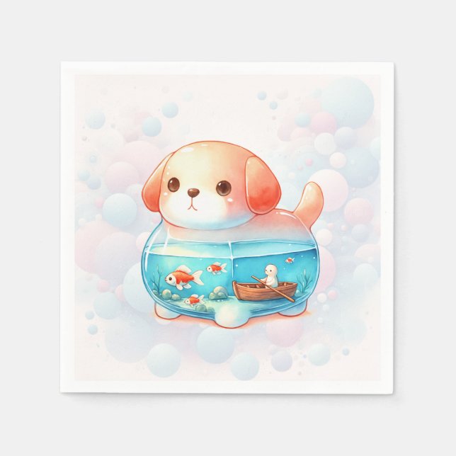 Serviette En Papier Whimsical Dog Adventure Anniversaire (Devant)