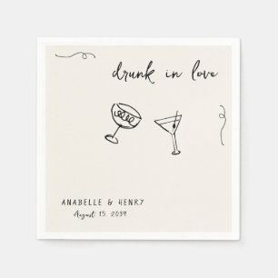 Serviette En Papier Whimsical Drunk in Love Handwriting Script Mariage