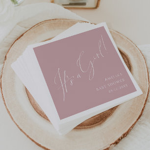 Serviette En Papier Whimsical Dusty Rose C'est un Baby shower de fille