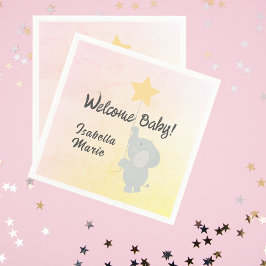Serviette En Papier Whimsical Elephant Welcome Baby