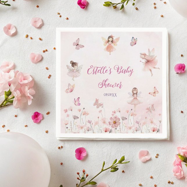 Serviette En Papier Whimsical Fairy Garden Baby Girl Douche (Créateur téléchargé)