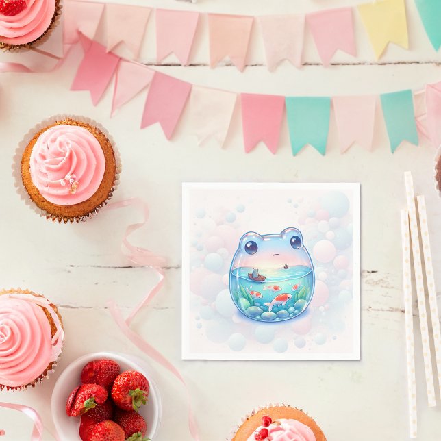 Serviette En Papier Whimsical Frog Aventure Anniversaire Plaque en pap (Créateur téléchargé)