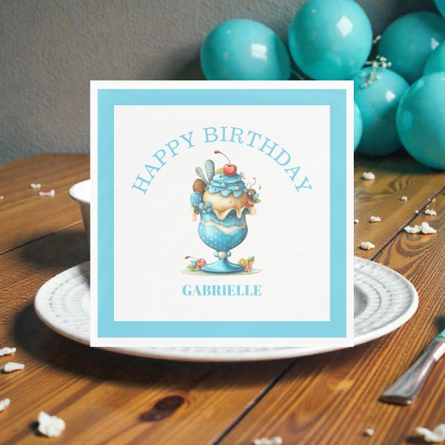 Serviette En Papier Whimsical Fun Teal Birthday  (Créateur téléchargé)