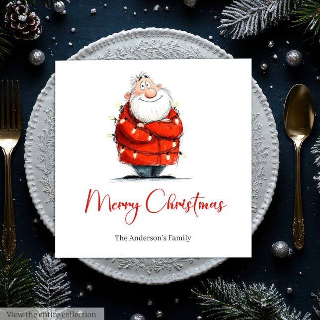 Serviette En Papier Whimsical Funny Santa Custom Holiday Napkins (Whimsical Funny Santa Custom Holiday Napkins)