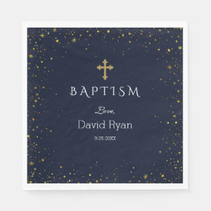 Serviette En Papier Whimsical Gold Starry Night Boy Baptême