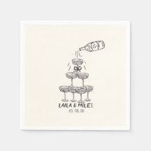 Whimsical hand drawn Champagne tower wedding