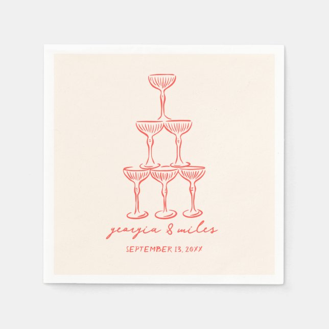 Serviette En Papier Whimsical Hand Drawn Wedding Napkins (Devant)