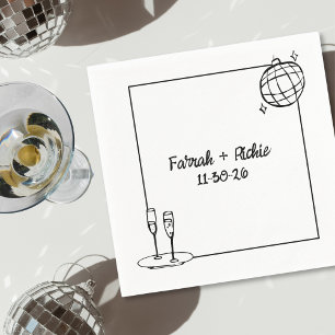 Serviette En Papier Whimsical manuscrit Disco Mariage personnalisé