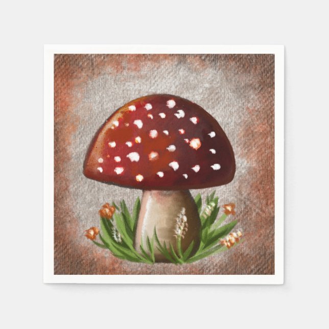 Serviette En Papier Whimsical Mushroom & Fungi Motif – Nature-Inspired (Devant)