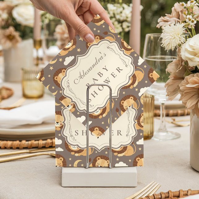 Serviette En Papier Whimsical Neutral Safari Lion Baby Shower (Créateur téléchargé)