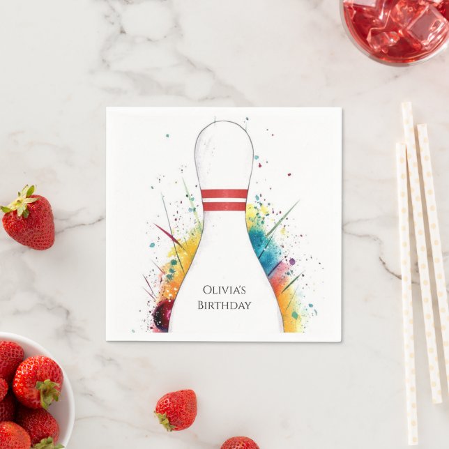 Serviette En Papier Whimsical Retro Bowling Anniversaire (En situation)