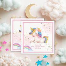 Whimsical rose arc-en-ciel unicorn 1er fête d'anni