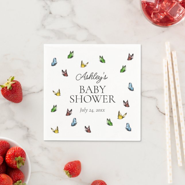 Serviette En Papier Whimsical Rustic Butterfly Baby shower neutre (En situation)