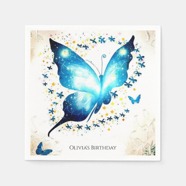 Serviette En Papier Whimsical Simple Butterfly Anniversaire (Devant)