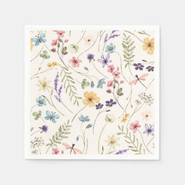Serviette En Papier Whimsical Wildflowers Meadow Wedding