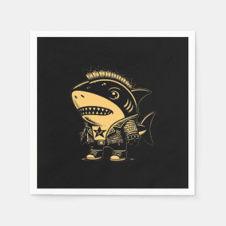 Serviette En Papier Whimsigoth Cyborg Shark Art Vintage Design